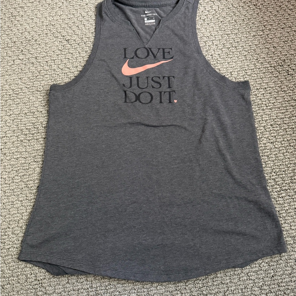 Nike Women's Charcoal Muscle Tee with Coral Logo